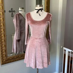 Velour Dusty Rose Dress, with Choker Necklace, Medium, New with Tags